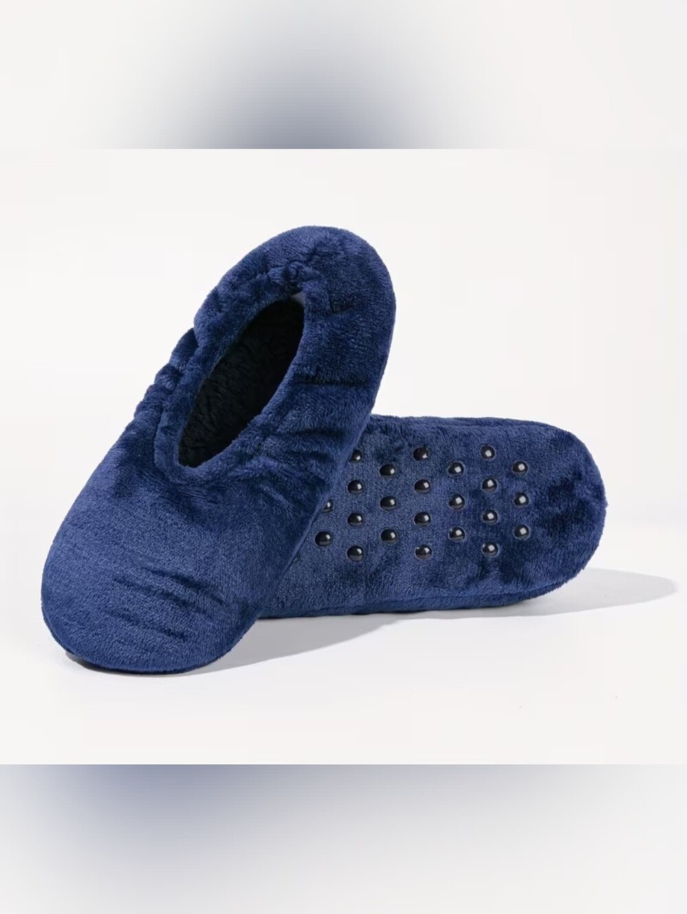 Cozy Women’s Plush Ballet Slipper Socks - Navy Size Large FITS 8-10